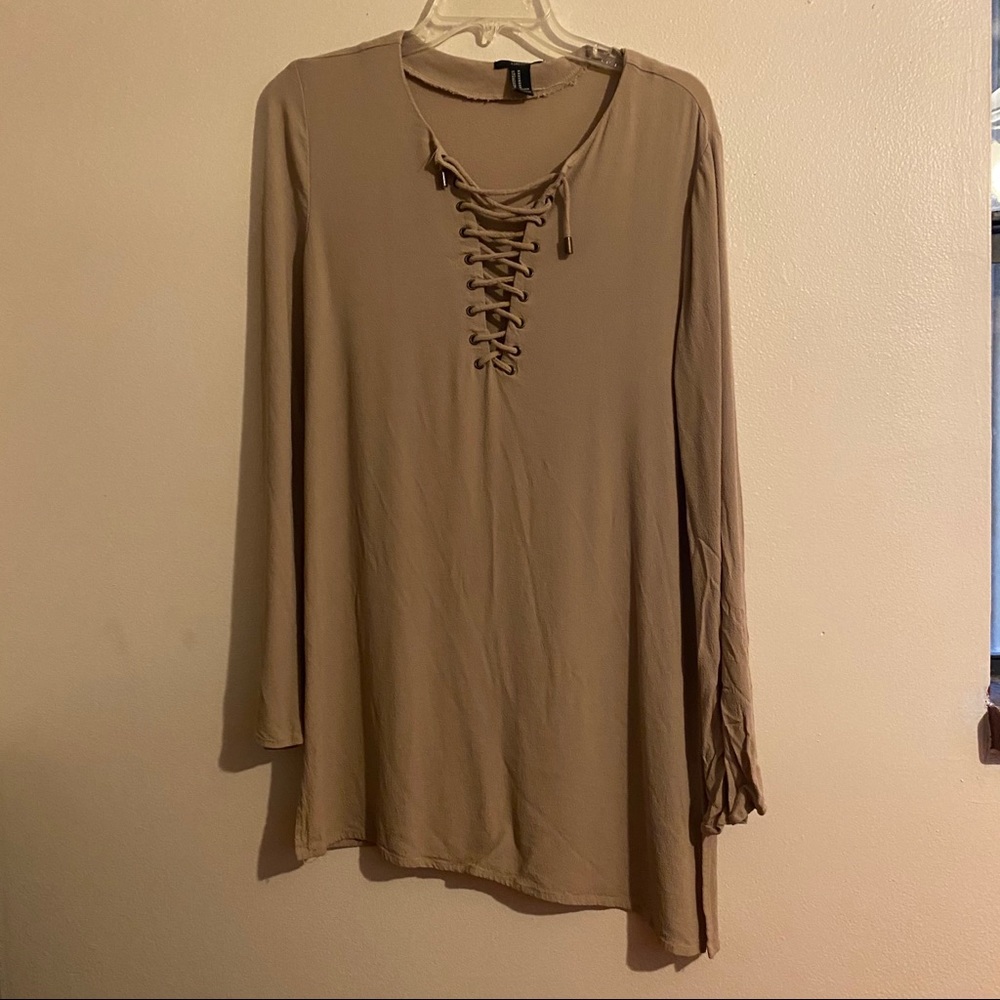 Lace up long sleeve dress